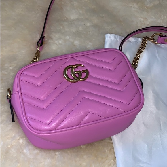 Gucci Marmont Matelasse Mini pink bag - Picture 4 of 15